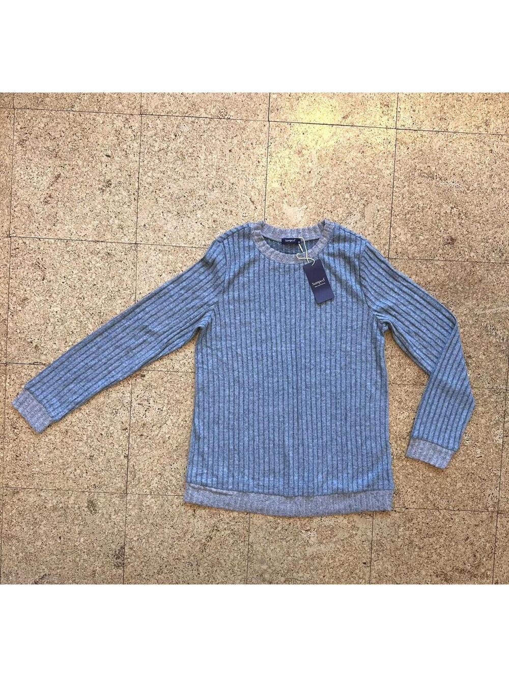 SAMPEEL Ribbed Loungewear Long Sleeve Top Blue Women's M NWT Soft Cozy Lounge